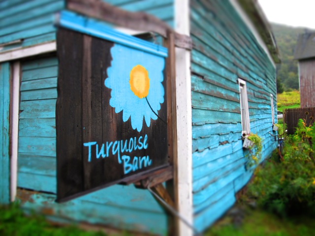 turquoise barn sign