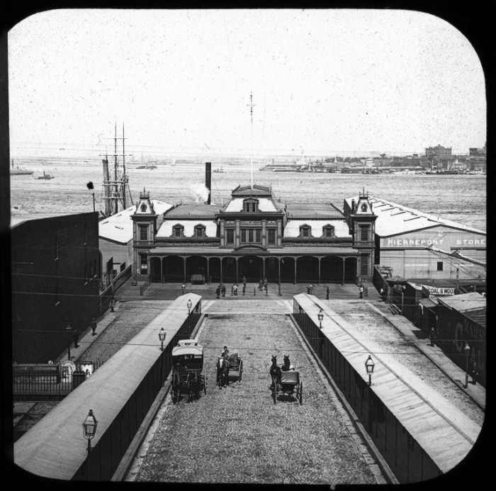 Wall St. Ferry terminal at Montague St. Pre-1884. Photo: Brooklyn Museum