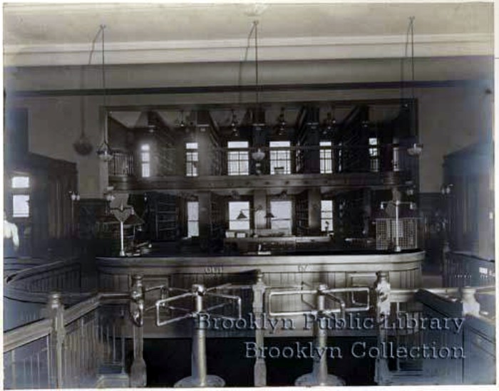 Circulation Desk. 1907 Photo: Brooklyn Public Library