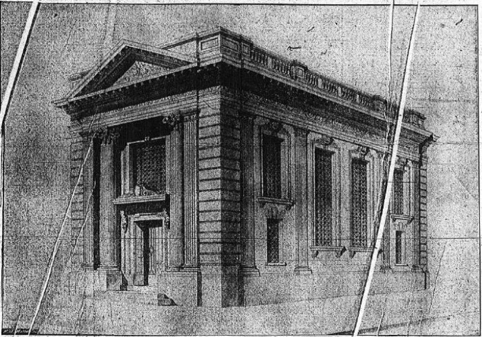 Artist's rendering of new Brevoort Savings Bank. Brooklyn Eagle, 1905