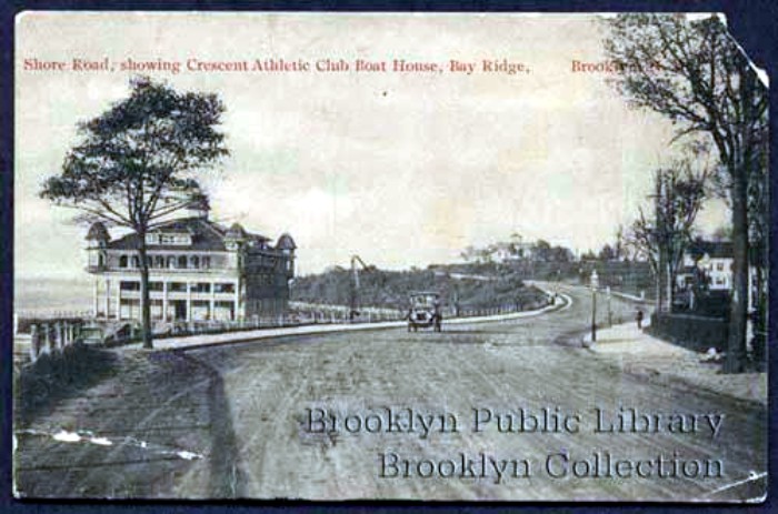 Shore Rd and Crescent Athletic Club boathouse. Brooklyn Public LIbrary
