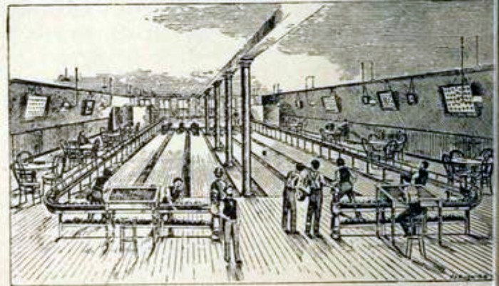 Typical 19th Century bowling alley. From the souvenir book for a bowling tournament 1895