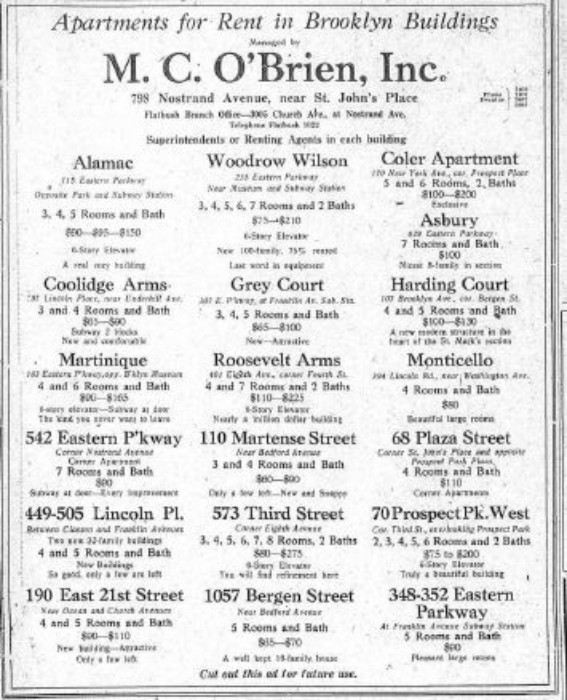 Advertisement, 1924 Brooklyn Eagle