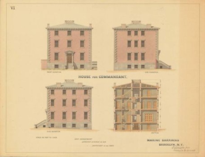 Original Sketches for the Marine Commandant's house, by Thomas Walter, 1857. From Architect of the Capitol, via wnyc.org