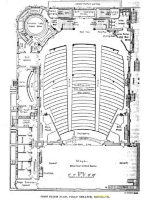 Floor Plan of the Folly Theater from the Engineering Record, 1900