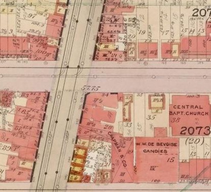 DeBevoise Candy Factory, Carlton Ave. 1904 Map. New York Public Library