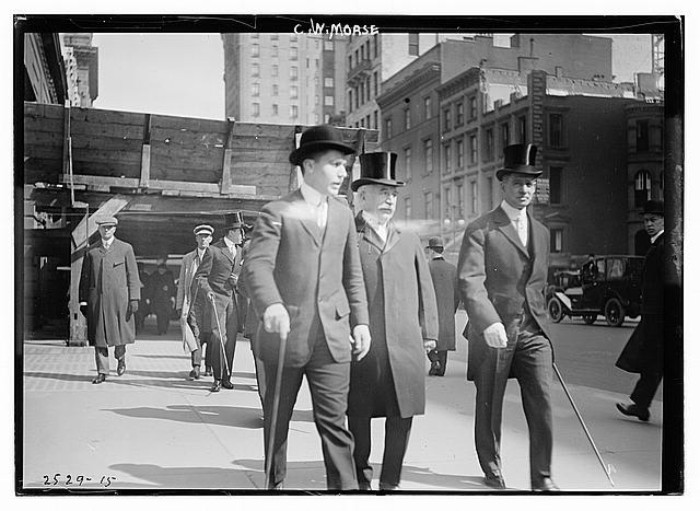 Charles Morse (center) and others in NYC, around 1910. Photograph: Wikipedia