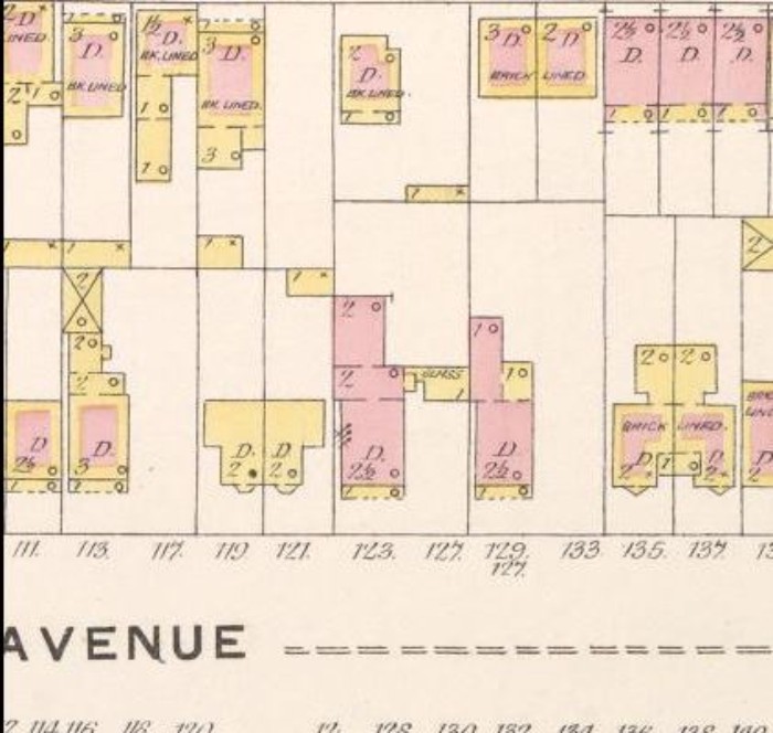 1887 map, showing glass conservatory. New York Public Library