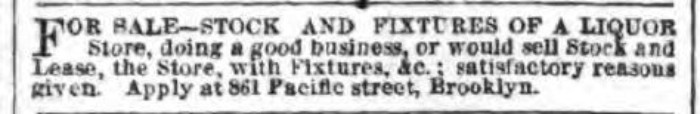 Ad in 1872 Brooklyn Eagle