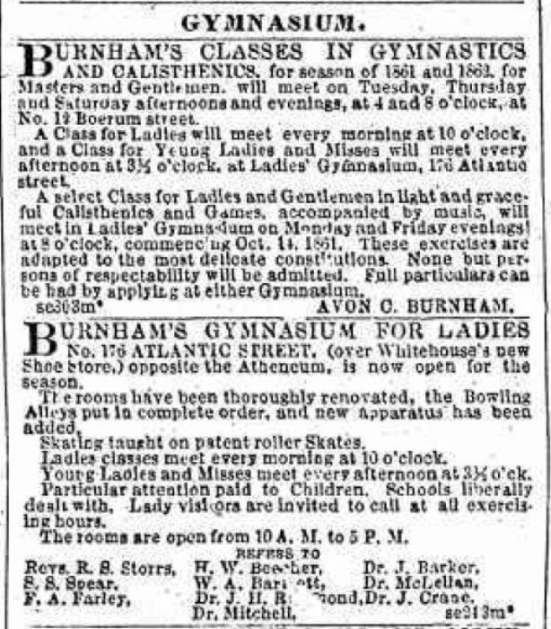 Early 1861 ads for classes. Brooklyn Eagle