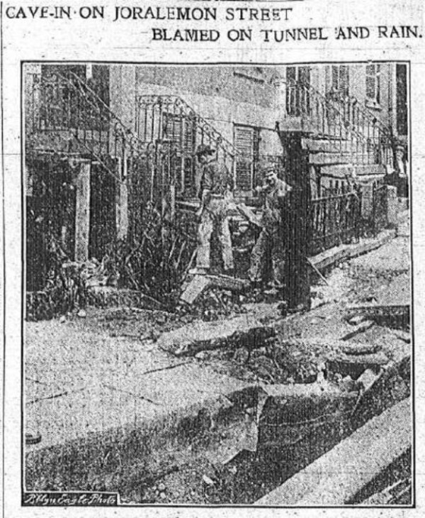 1905 Street collapse on Joralemon St. Brooklyn Eagle.