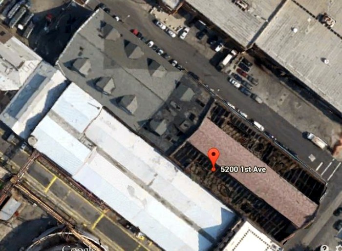 Satellite image showing roof gone in front. Photo: Google Earth 