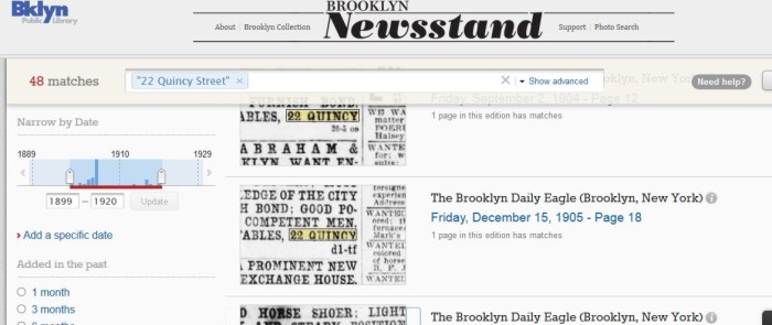 Screenshot of Brooklyn Public Library's new Brooklyn Eagle archives