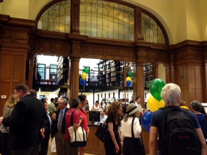 Photo of re-opening of library in 2012, via Here's Park Slope.