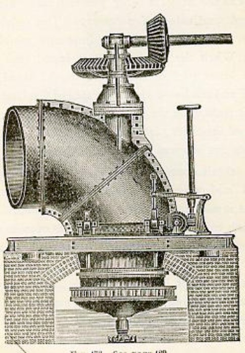 One of the two giant turbines that powered Mill No. 3 Ilustration: American Society of Mechanical Engineers