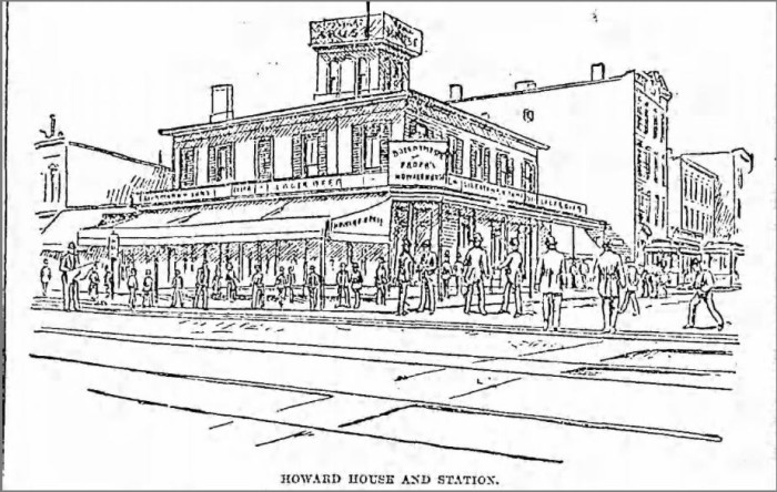 Howard House and LIRR station. 1890 Brookyn Eagle sketch.