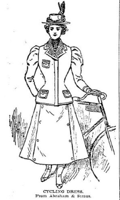 Fashionable cycling outfit. 1898 Brooklyn Eagle