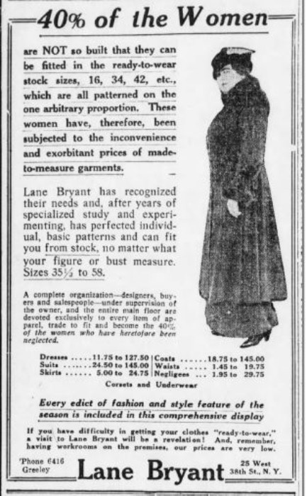 Lane Bryant Ad in Brooklyn Eagle -- Brooklyn History