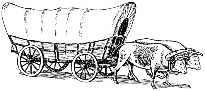 Illustration of a prairie schooner, Wikipedia