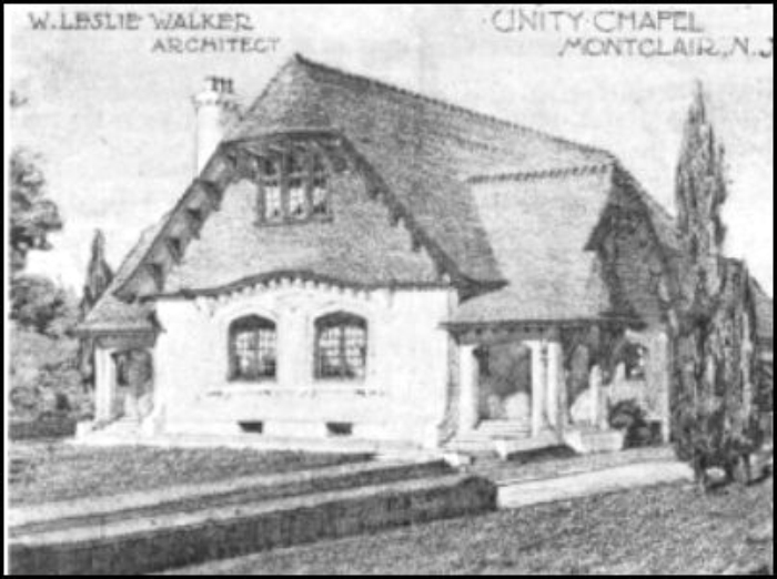 Walker's sketch for Unity House Chapel, Montclair, 1905. From uumontclair.org