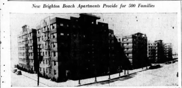 Brighton Beach Gardens completed, 1936 Brooklyn Eagle article