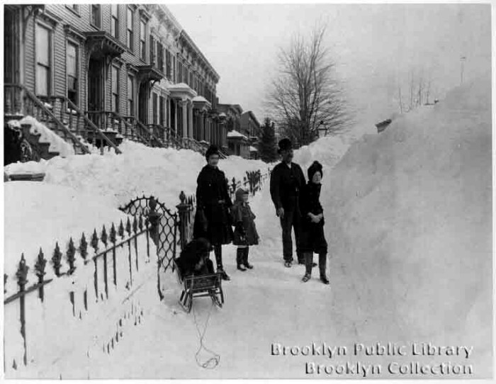 Blizzard of 1888 in Cobble Hill. Photo: Brooklyn Public Library