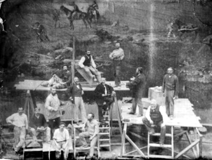 Philippoteaux and assistants at the Gettysburg canvas. 1885. inyork.com 