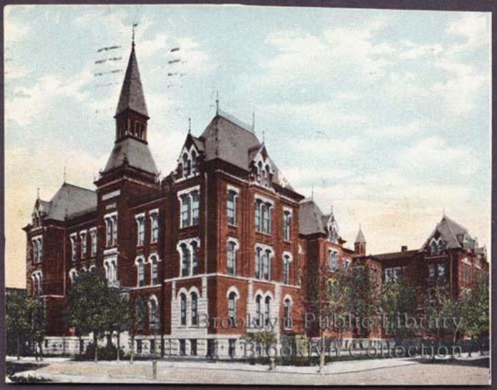 1907 Postcard, Girls High School. Brooklyn Public Library