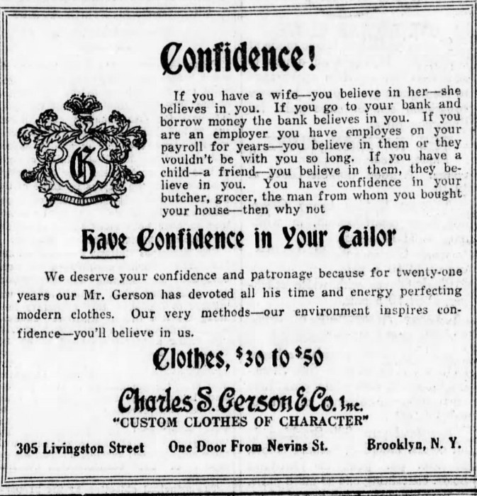 1913 Ad in Brooklyn Eagle