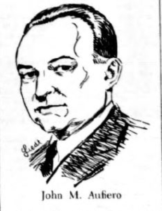 John Aufiero in 1945. Sketch: NY PM tabloid.