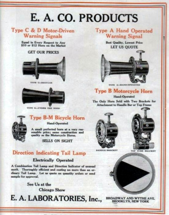 1916 Ad for products. E.A. Laboratories. Source: american_automobiles.com