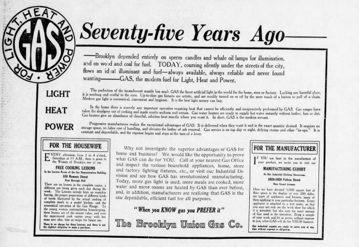 Brooklyn Union Gas Ad. Brooklyn Eagle, 1916