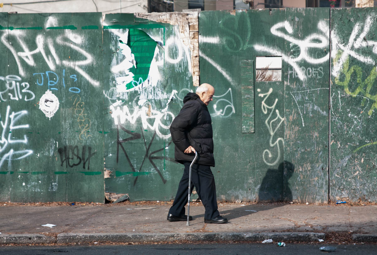 East Williamsburg Brooklyn Man with Cane