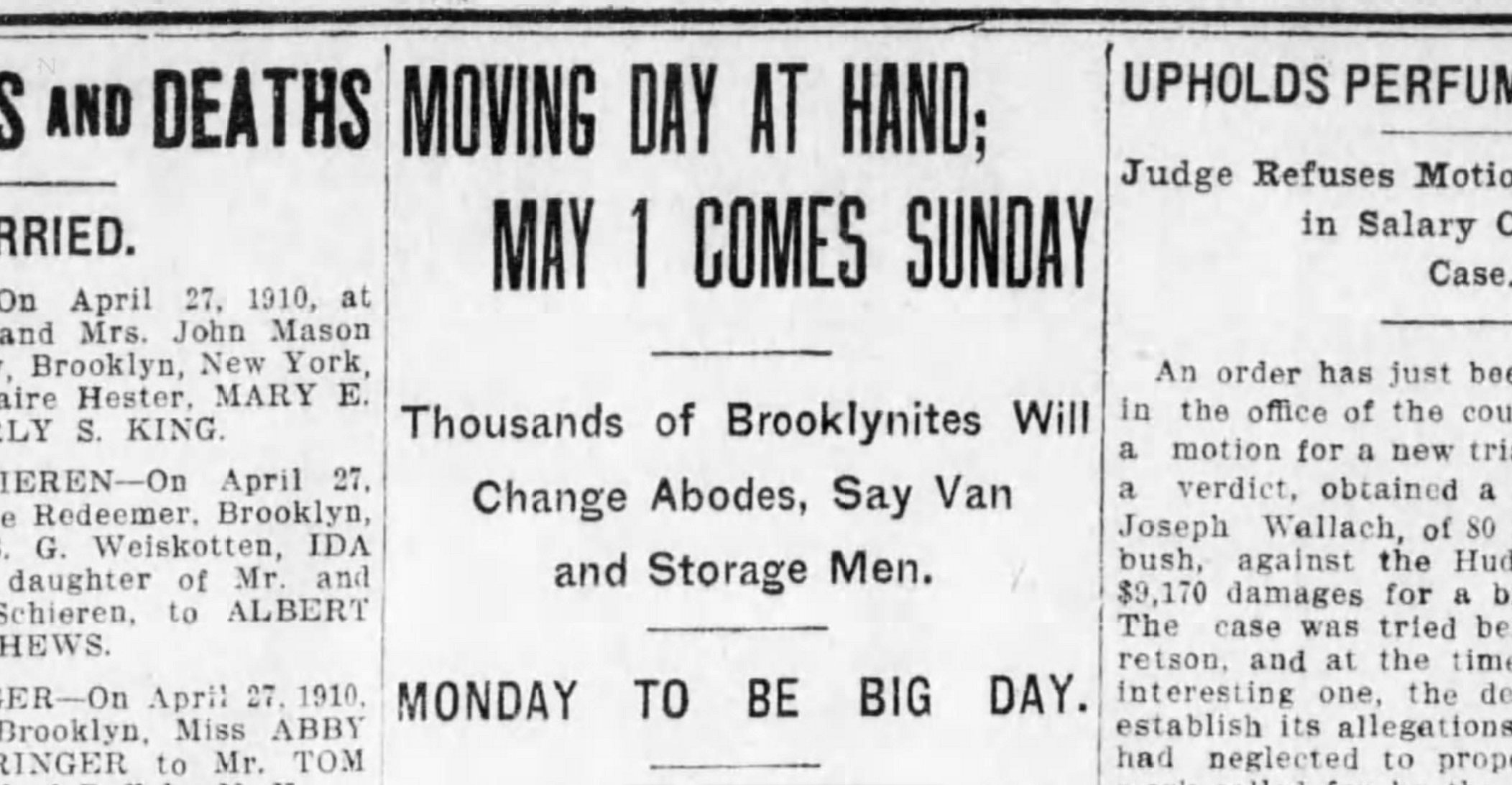 Brooklyn History May 1 Moving Day