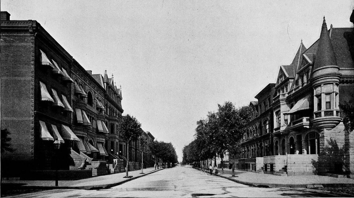 Montrose Morris' Hancock Street home at right. Photo source unknown