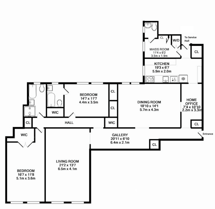 A classic six apartment floor plan at 135 Eastern Parkway in Prospect Heights. Image by Townley and Gay