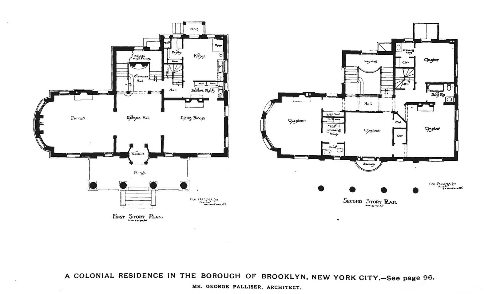 Floor plans for the Thomas Brush house via Scientific American, Building Edition