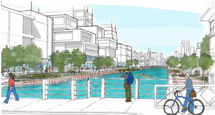 Sketch of possible view looking north from Union Street. Image via NYC Department of City Planning