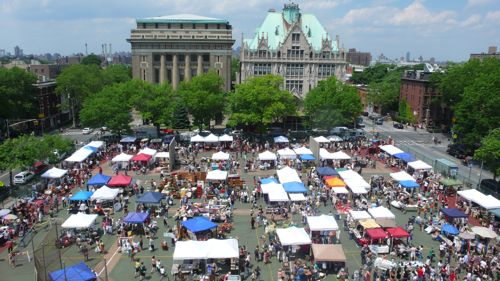 aerial view of brooklyn flea