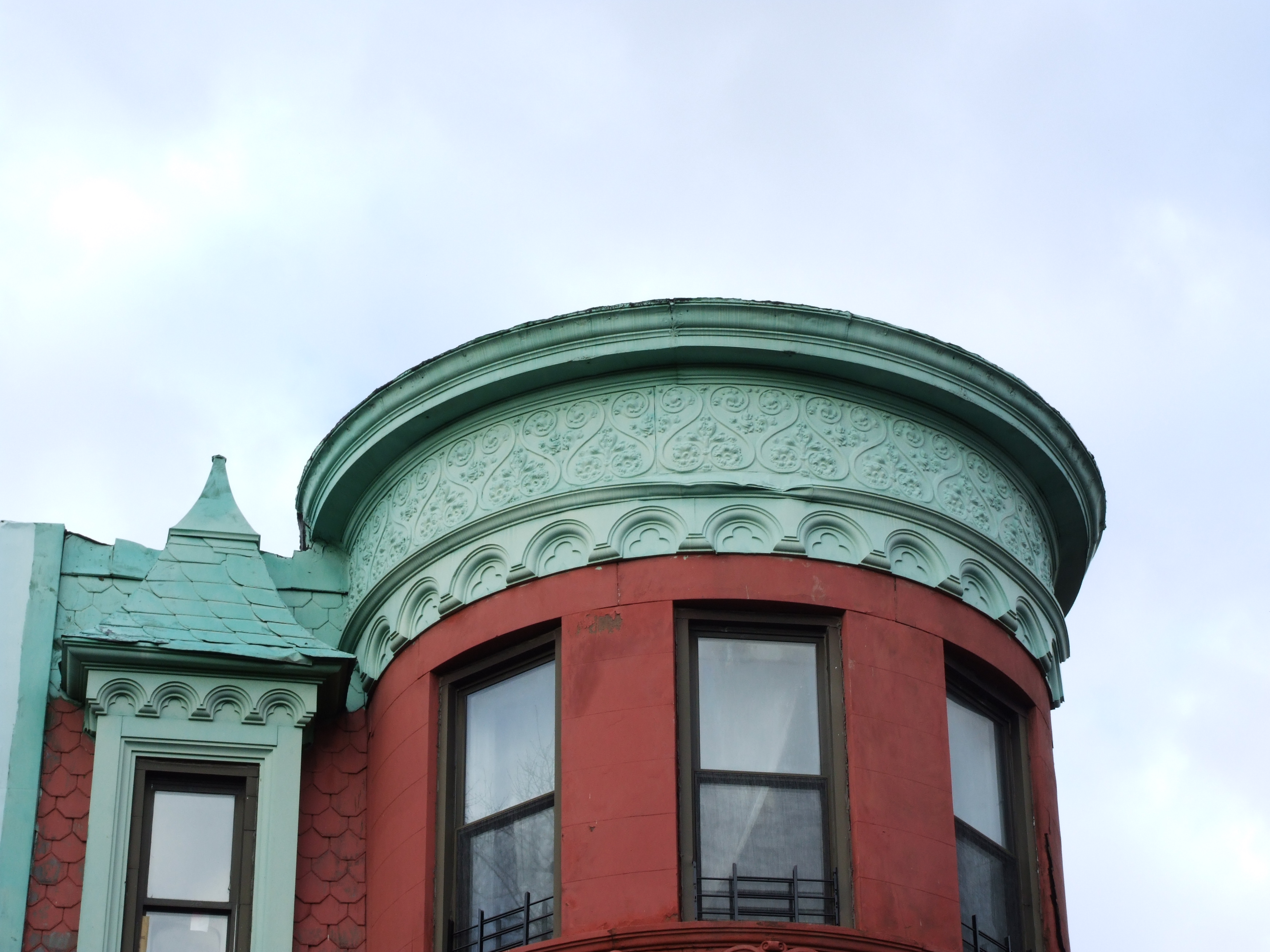 details at roofline of a rowhouse