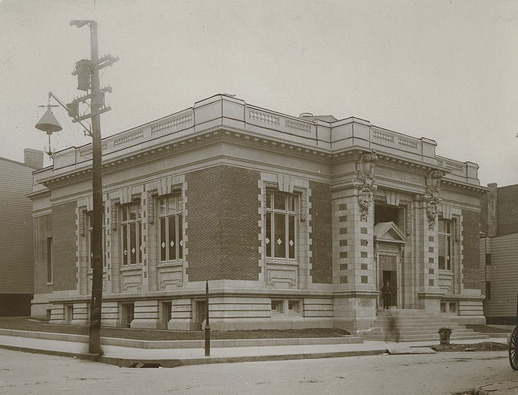 greenpoint library black and white photo