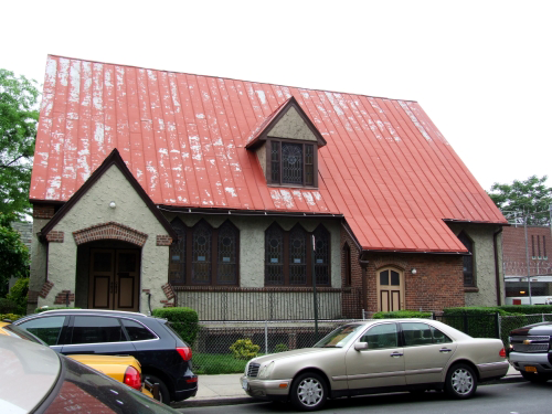 building with red roof