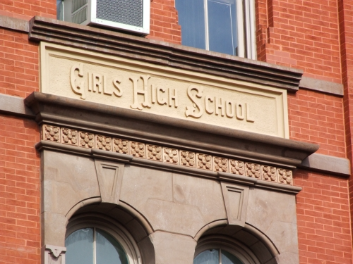 Girls High School detail with signage