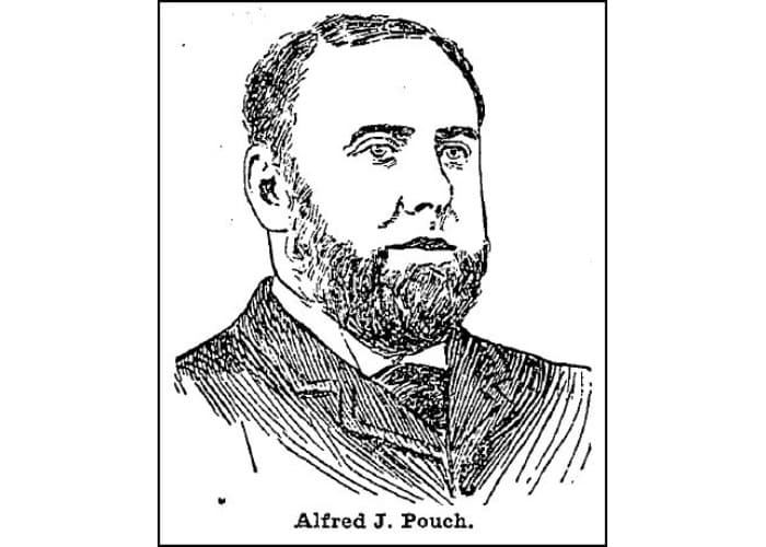 black and white sketch of alfred j pouch