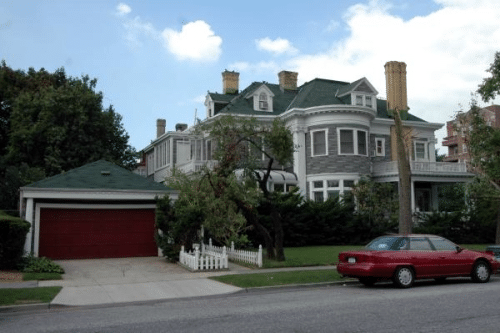 side facade showing garage