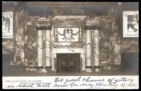 postcard showing a fireplace