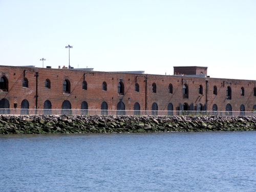 view of stretch of brick warehouses