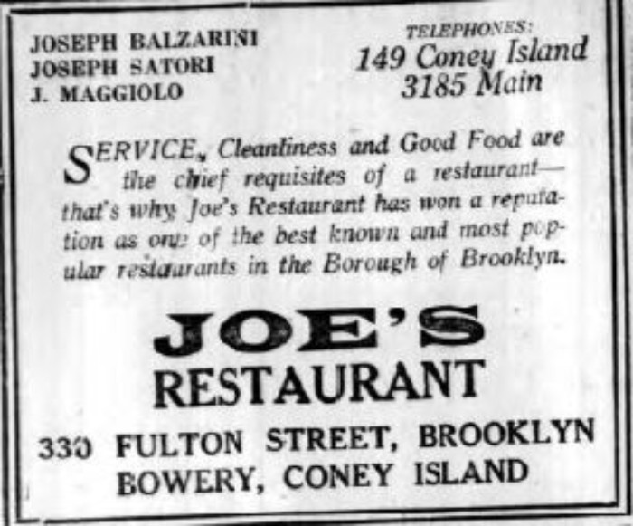Brooklyn History -- Dine at Joe's