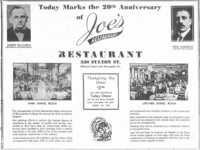 20th Anniversary ad in Brooklyn Eagle, 1929