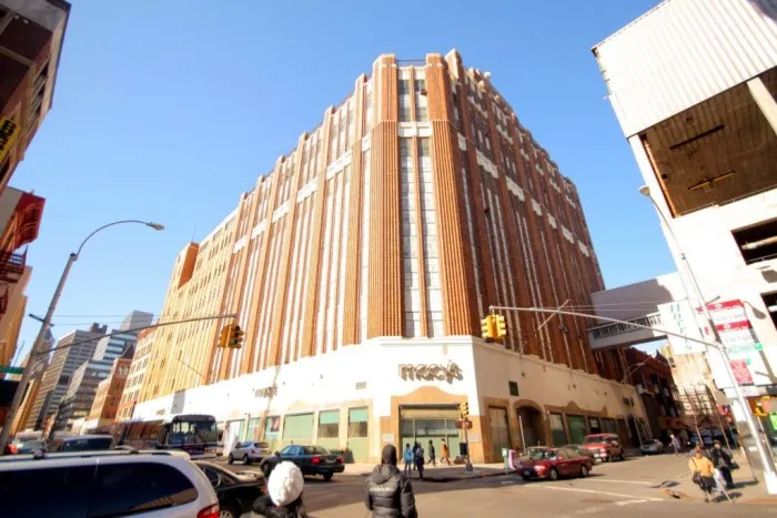 art deco exterior of macys